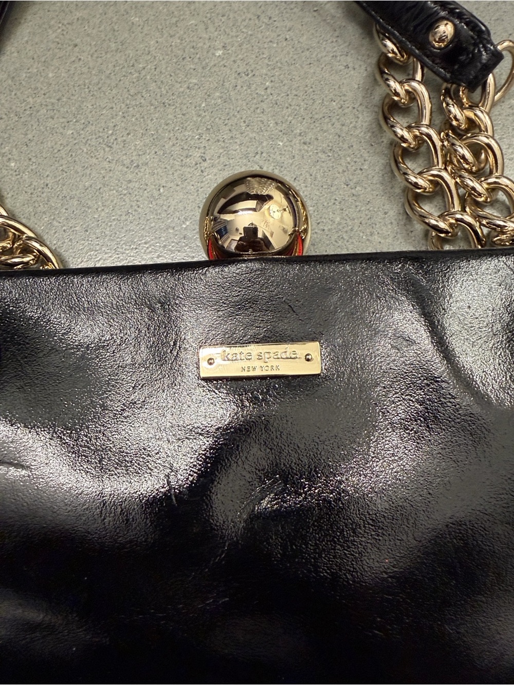 kate spade Black Patent Leather Shoulder Bag with Gold Hardware - Picture 8 of 10